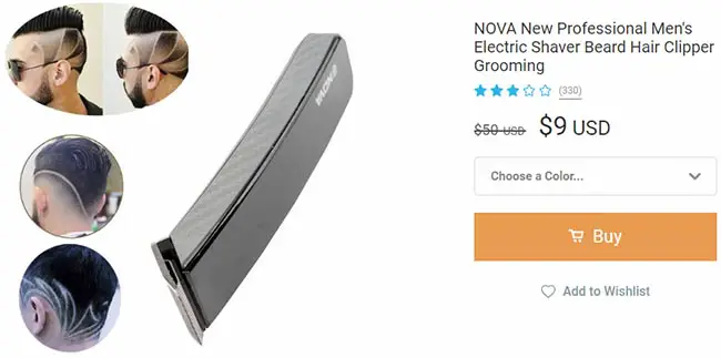 NOVA hair clippers for just $9 on Wish