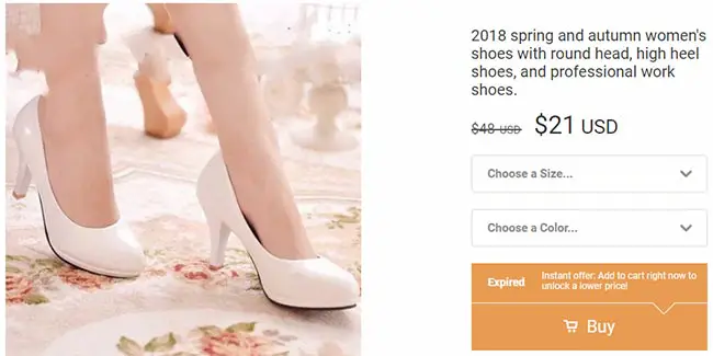 women's footwear at $21 on Wish