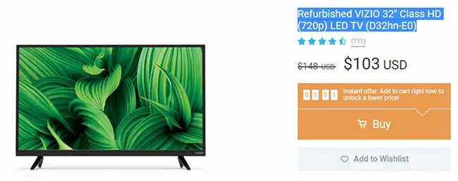 refurbished television for just over $100 on wish