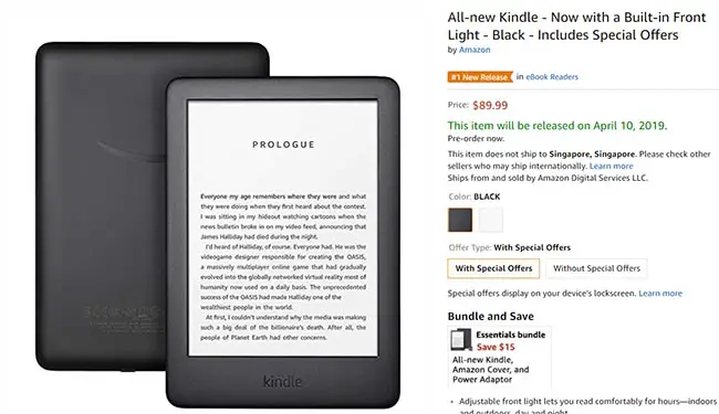 new amazon kindle selling for $89