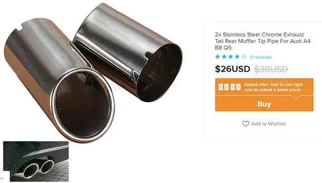 car exhaust muffler for $26 on Wish