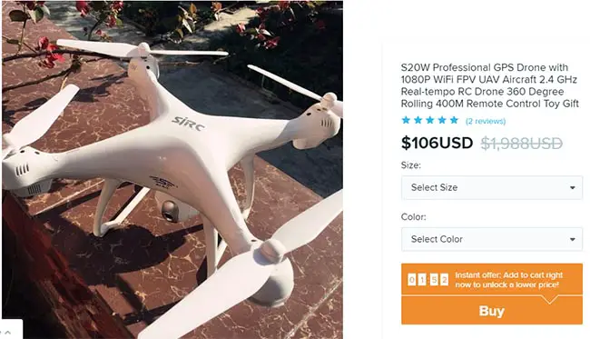 drone on wish for $106