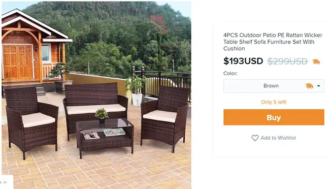 outdoor furniture patio set on WIsh